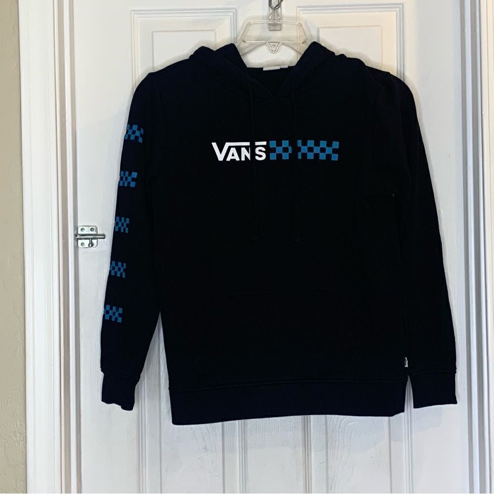 Vans Hooded Sweatshirt Size Small Black and Teal